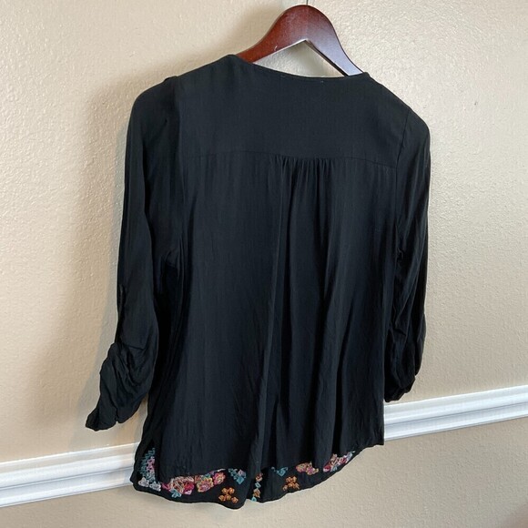 Savanna Jane S Women Top Floral Top Shirt Blouse Embroidered Roll Tab Sleeve T3 - Picture 6 of 12